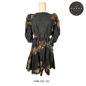 FARM Rio Black Floral Mini Dress